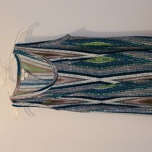 Chic Green & Tan Sleeveless Midi Dress